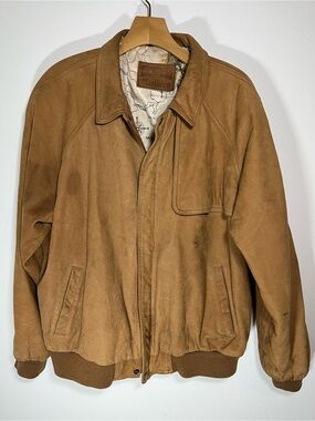 Vintage Marlboro Tan Leather Bomber Jacket Large